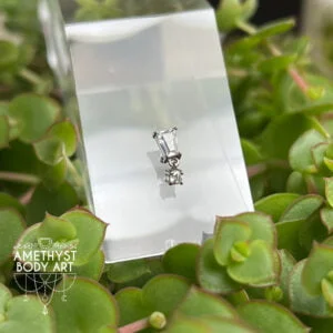 Stainless Steel Tapered Baguette Cubic Zirconia & Cubic Zirconia Dangle