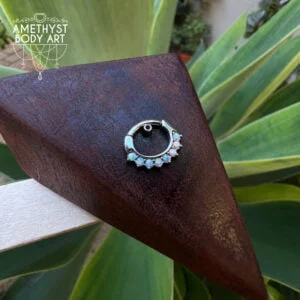 Prong Set Opal Mini - Stainless Steel Hinged Ring 6mm