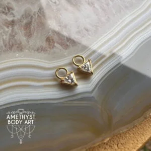 Charm (pair) - Cubic Zirconia Triangle - PVD Yellow Gold