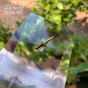 PVD Gold Dagger Small Cubic Zirconia