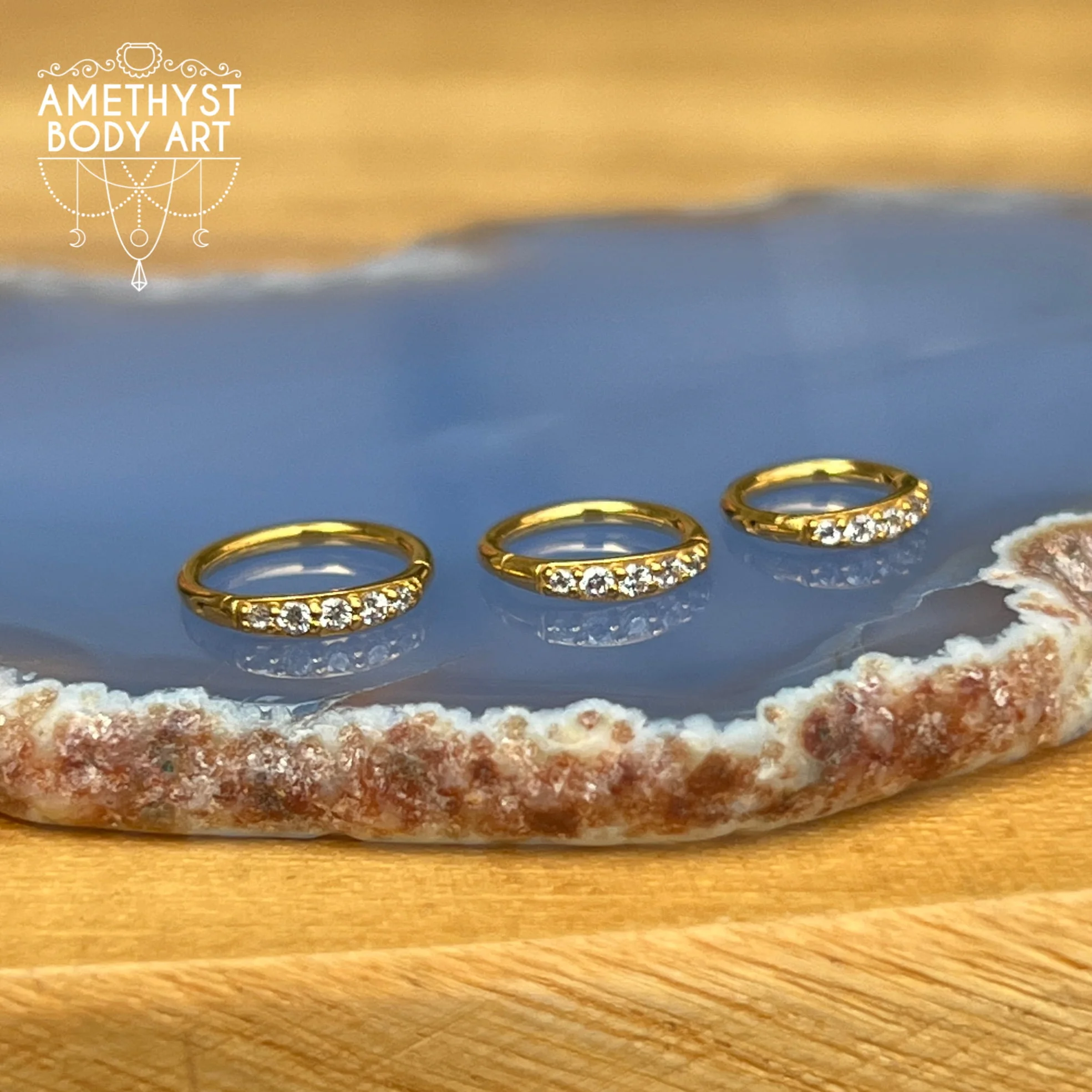 YG Hinged Segment 16g/1.2mm Ring Ring with 5 Prong-Set Cubic Zirconias