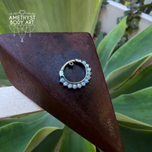 Prong Set Opal - Stainless Steel Hinged Ring 8mm