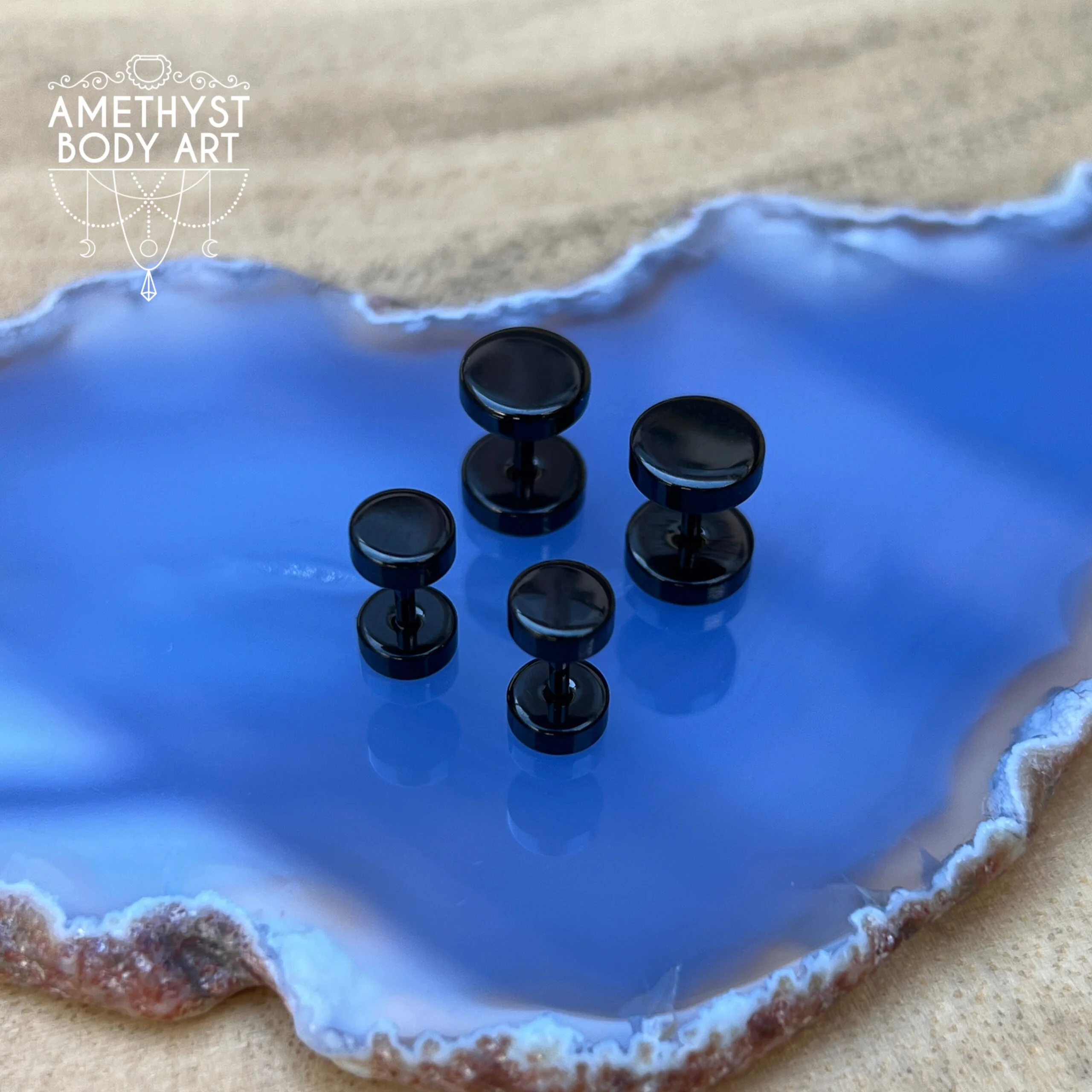 Black Steel Faux Plugs 16g/1.2mm (Pair)