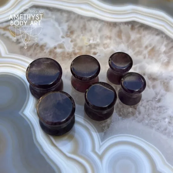 Amethyst Stone Double Flared Plugs