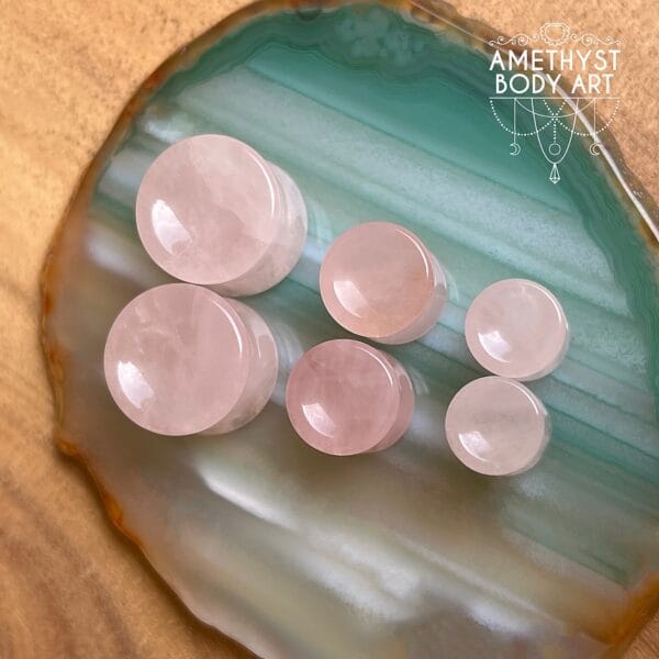 Rose Quartz Double Flared Stone Plugs - Image 2