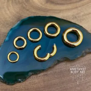 Large Gauge Yellow Gold Plated Hinged Segment Rings