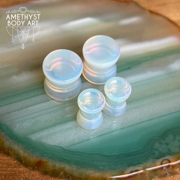 Opalite Double Flared Stone Plugs - Image 2