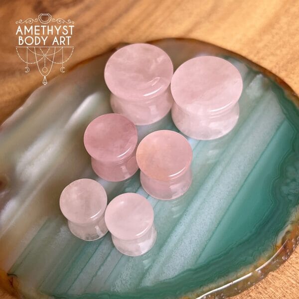 Rose Quartz Double Flared Stone Plugs