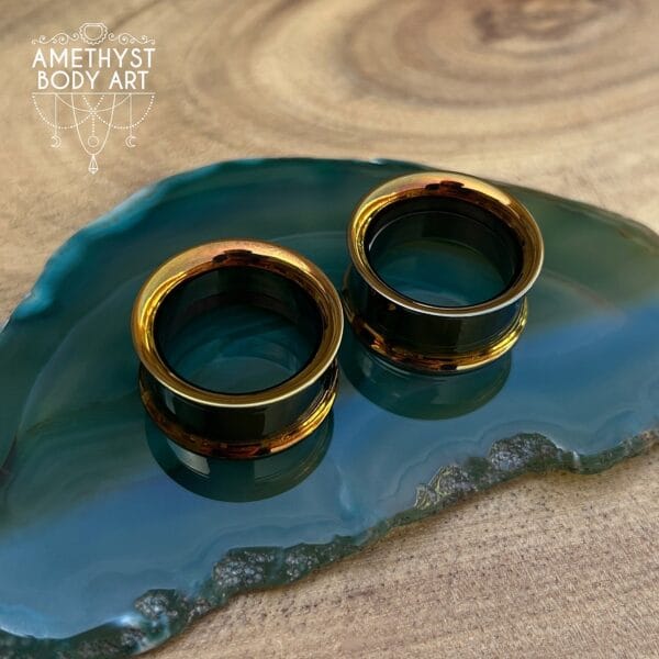 22mm Internally Threaded Tunnels with Bronze Plating.