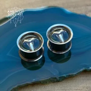 13mm Double Flared Tunnels With Shark Tooth Inlay