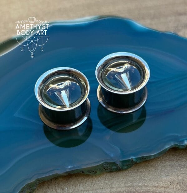 13mm Double Flared Tunnels With Shark Tooth Inlay