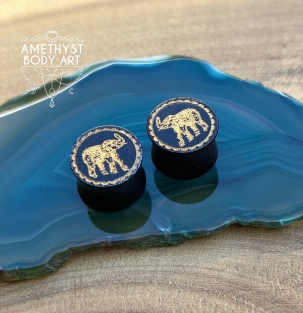 16mm Sono Wood Plugs With Elephant Inlay - Image 2