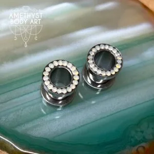 8mm AB CZ Stainless Steel Screw Fit Tunnels