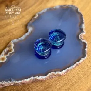 12.7mm Galaxy Swirl Double Flared Glass Plugs