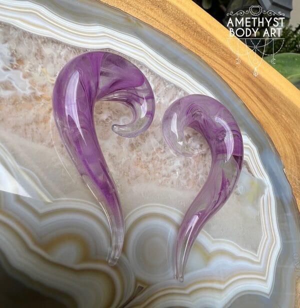 13mm Glass Spiral with Purple Swirl - Hangers - Image 3