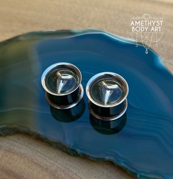 13mm Double Flared Tunnels With Shark Tooth Inlay - Image 2