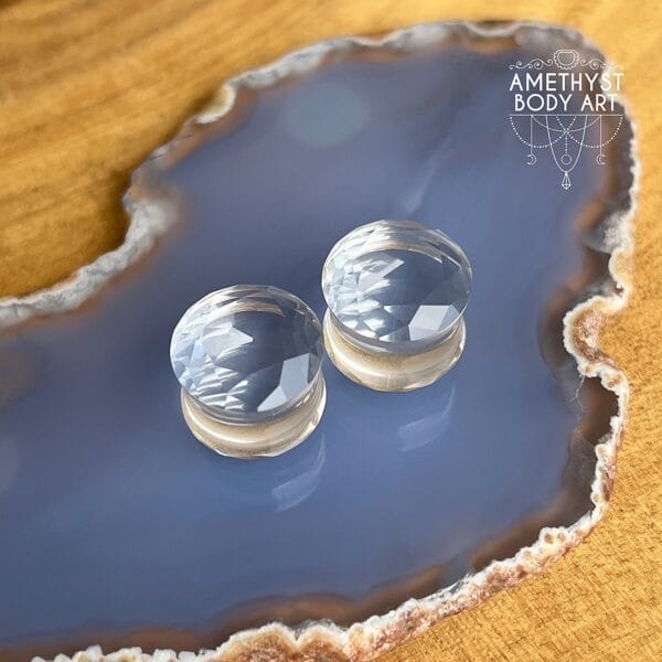 13mm Faceted Double Flared Glass Plugs