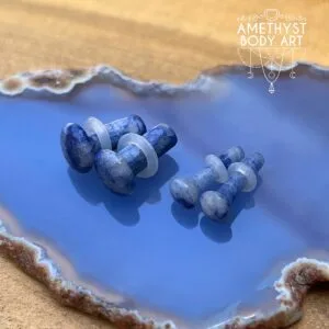 Blue Lace Agate Single Flare Stone plugs