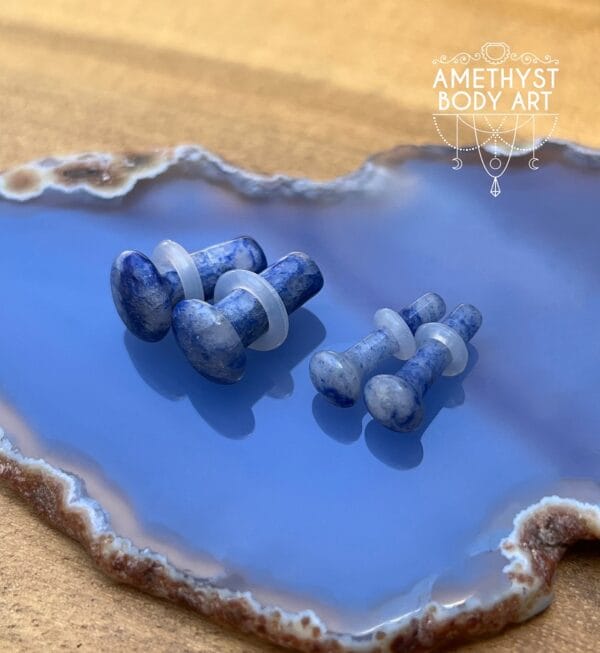 Blue Lace Agate Single Flare Stone plugs