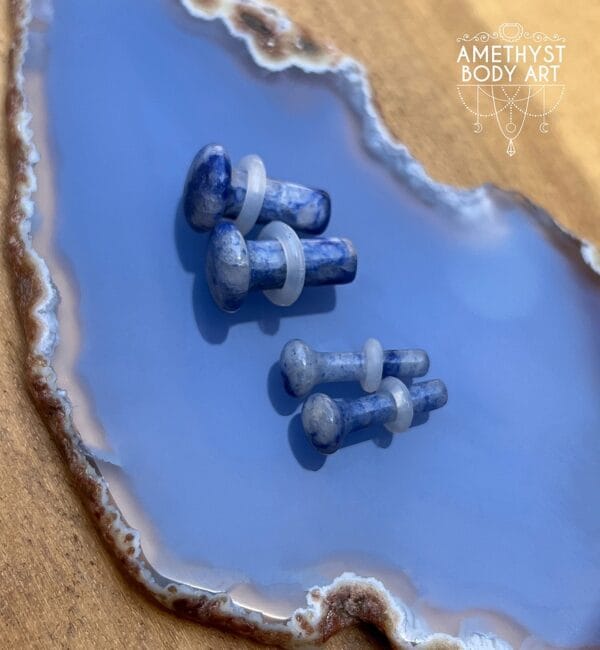 Blue Lace Agate Single Flare Stone plugs - Image 2