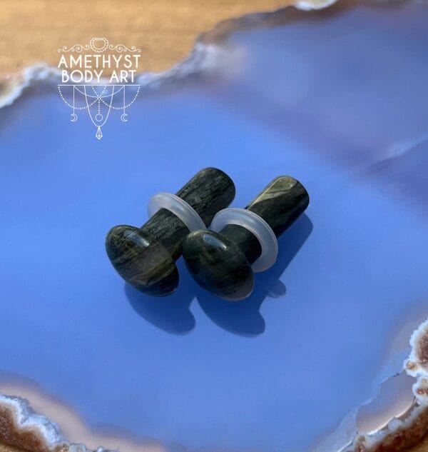 Moss Agate Single Flare Stone Plugs - Image 4