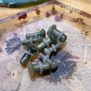 Moss Agate Single Flare Stone Plugs