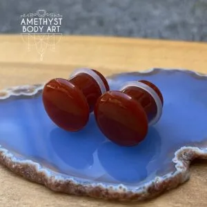 14mm Red Agate Single Flare Stone plugs