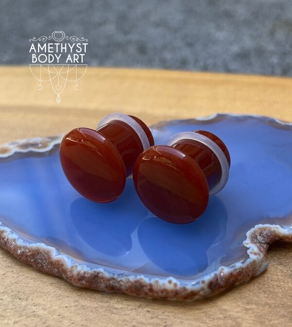 14mm Red Agate Single Flare Stone plugs