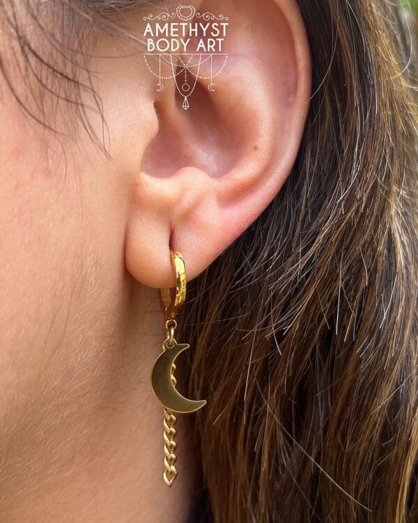 YG - Cuff with Moon and Chain Attachment (Pair) - Image 3