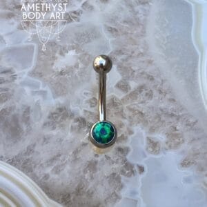 Black Opal Stainless Steel Navel Curve Externally Threaded (4mm, 6mm ball)