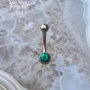 Black Opal Stainless Steel Navel Curve Externally Threaded (4mm, 6mm ball)