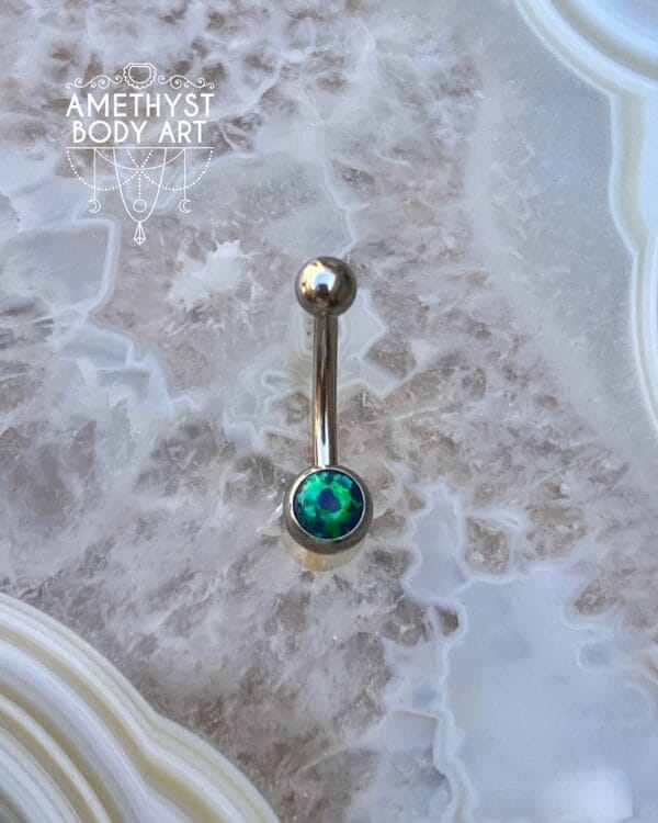 Black Opal Stainless Steel Navel Curve Externally Threaded (4mm, 6mm ball)