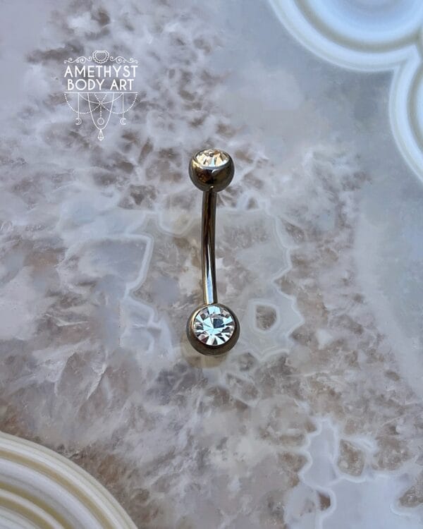 TI Navel Curve - Clear CZ Externally Threaded (5mm, 6mm ball) - Image 7