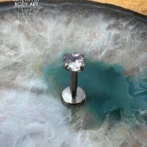 3mm Prong-Set Lavender Cubic Zirconia with Titanium Labret