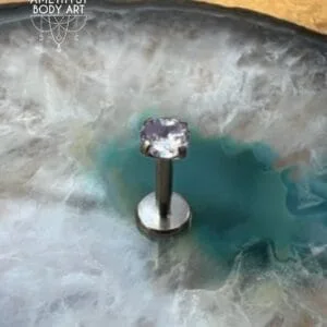 3mm Prong-Set Lavender Cubic Zirconia with Titanium Labret