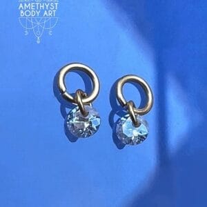 Charm (pair) PVD Gold - Cubic Zirconia Round