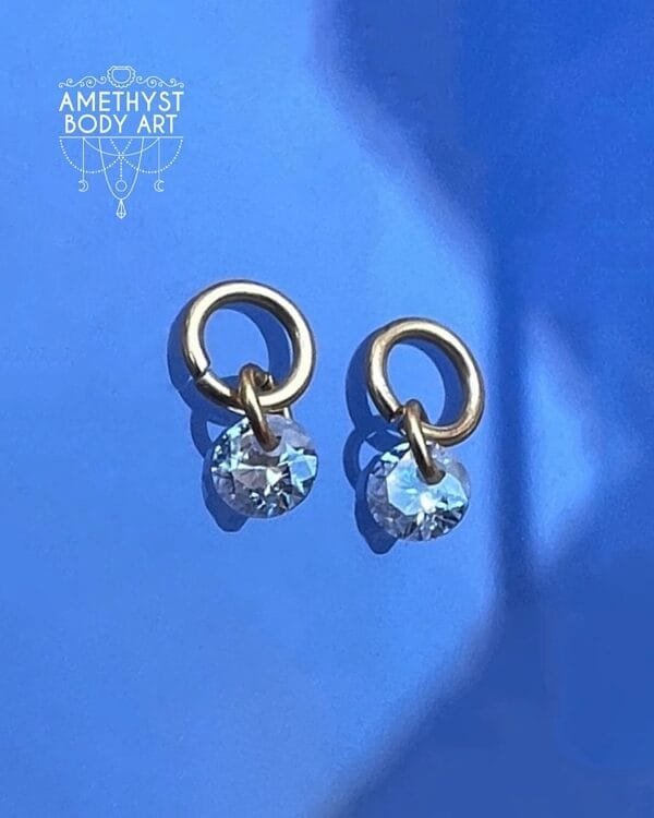 Charm (pair) PVD Gold - Cubic Zirconia Round