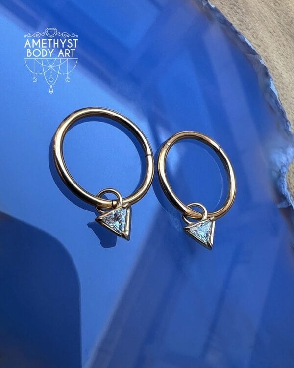Charm (pair) - Cubic Zirconia Triangle - PVD Yellow Gold - Image 3