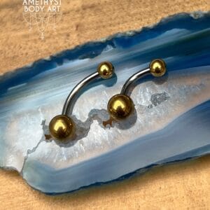 Stainless Steel Navel Curve with PVD Gold Ends (4mm, 6mm ball)