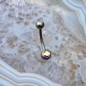 TI Navel Curve - AB CZ Externally Threaded (5mm, 6mm ball)