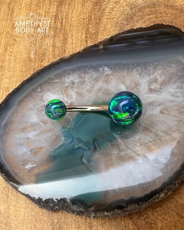 Titanium Internally Threaded Navel Curve with Black Opal - Image 3