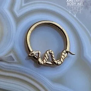 Titanium Hinged Segment Ring - PVD Gold - Snake