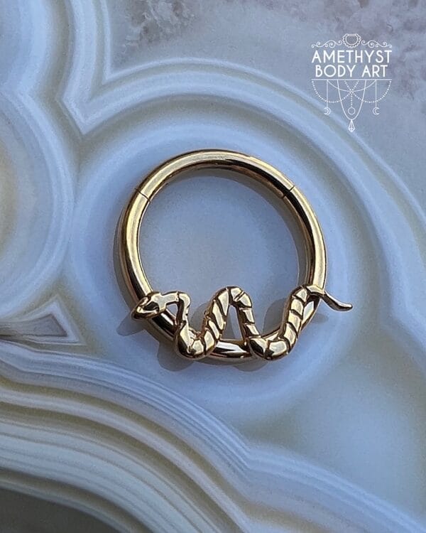 Titanium Hinged Segment Ring - PVD Gold - Snake