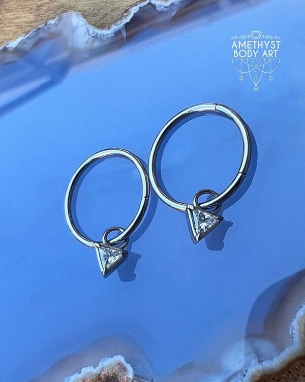 Charm (pair) - Cubic Zirconia Triangle - Image 3