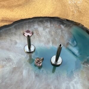 2.5mm Prong-Set Pink Cubic Zirconia with Titanium Labret