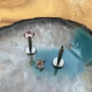 2.5mm Prong-Set Pink Cubic Zirconia with Titanium Labret