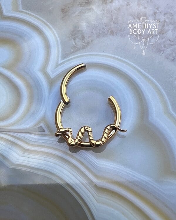 Titanium Hinged Segment Ring - PVD Gold - Snake - Image 2