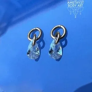 Charm (pair) PVD Gold - Cubic Zirconia Pear