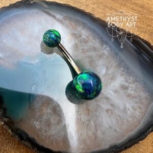 Titanium Internally Threaded Navel Curve with Black Opal