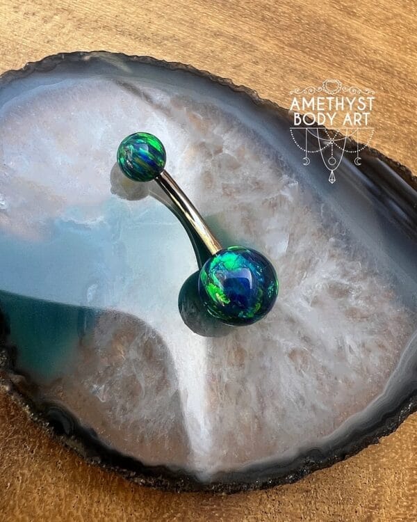 Titanium Internally Threaded Navel Curve with Black Opal